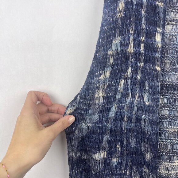 Chicos Blue Knitted Waterfall Duster Vest Size 2 Sleeveless Open Front - Picture 4 of 12